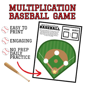 Multiplication Baseball Game Printable Classroom Game to Practice Facts