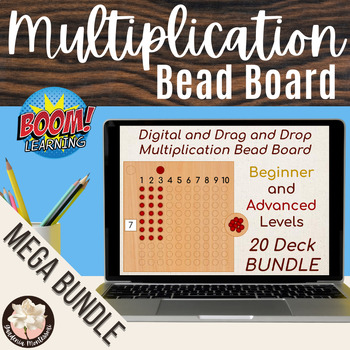 Preview of Multiplication Bead Board Boom Cards MEGA BUNDLE - Digital Montessori Math Facts