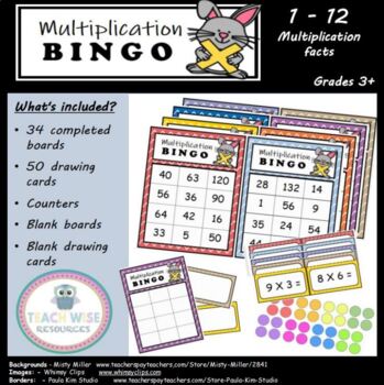 Multiplication Bingo (1-12 multiplication facts) by Teach Wise Resources