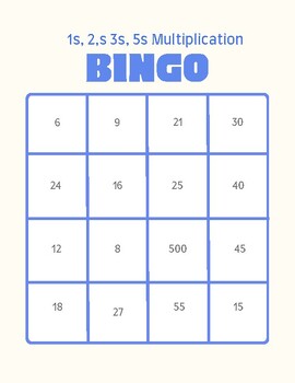 Preview of Multiplication Bingo: 1s, 2s, 3s, 5s for small group