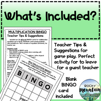 Multiplication Bingo by Rocky Mountain Classroom | TPT