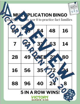 Preview of Multiplication Bingo Game - 7s & 8s Tables!