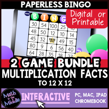 Preview of Multiplication Bingo Games - Digital Review Game - Multiplication Facts Practice