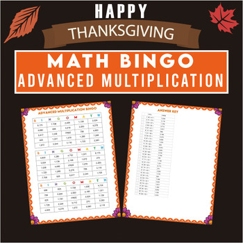 Preview of Multiplication Bingo Games - Thanksgiving Advanced MultiplicationBingo Math