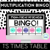 Multiplication Bingo for Math Facts Practice, 1 Times Table