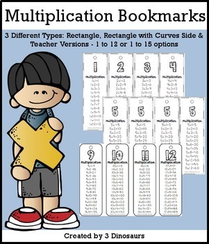 multiplication bookmarks by 3 dinosaurs teachers pay