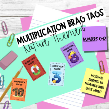 Preview of Multiplication Brag Tags - Nature Themed