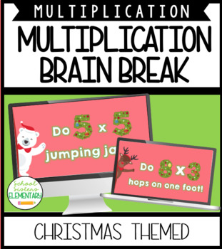 Preview of 4th Grade Multiplication Brain Break Christmas Themed
