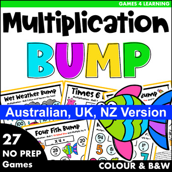 Preview of Multiplication Bump Games: 27 Multiplication Facts Games [AU UK NZ Edition]