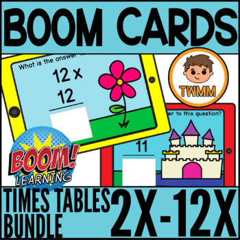 Preview of Multiplication Bundle Math Boom Cards l Self Grading Times Tables Quizzes