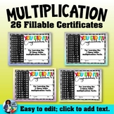 Multiplication Certificates {Fillable}