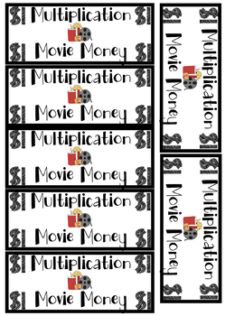 Preview of Multiplication Challenge Rewards! Multiplication Money for a Movie