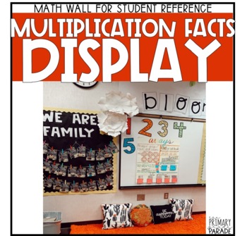 Preview of Multiplication Chart Numbers with Multiplication Facts for Math Wall