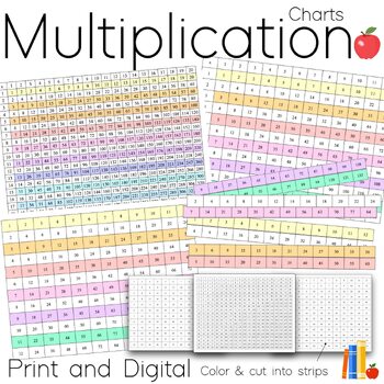 Preview of Multiplication Charts - Ready to use on Smart Board or Printables