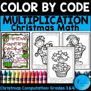 Preview of Multiplication Christmas Math Color By Number Code 3rd & 4th Coloring Pages