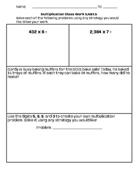 Preview of Multiplication Classwork