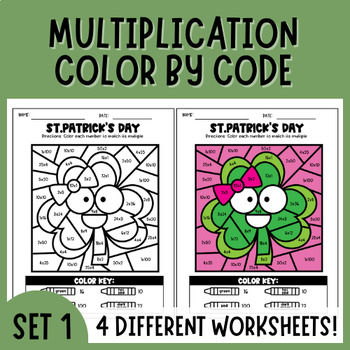 Preview of Multiplication | Color By Code | Color By Number | St. Patrick's Day