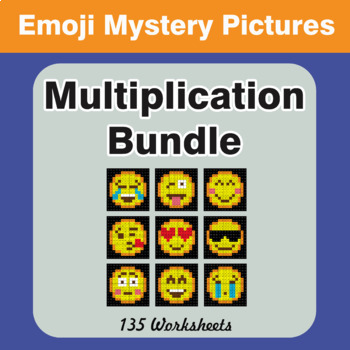 Multiplication Color By Number Math EMOJI Mystery Pictures Bundle