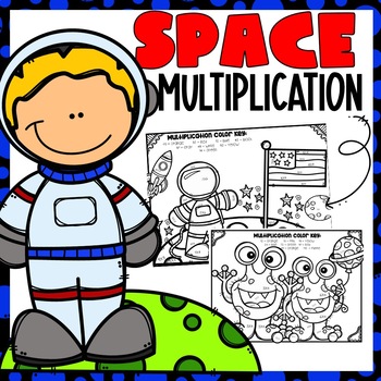 Preview of Multiplication Color-By-Number Space Themed