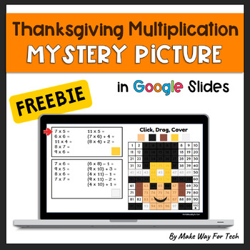 Preview of Multiplication Color By Number Thanksgiving | Thanksgiving Mystery Pictures