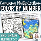 Multiplication Color By Number Worksheet Camping Campfire 