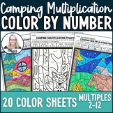 Multiplication Color By Number Worksheet Camping Coloring 