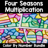 Multiplication Color By Number Worksheets - Four Seasons C