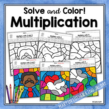 Preview of Multiplication Color by Code  Martin Luther King Jr Day Worksheets