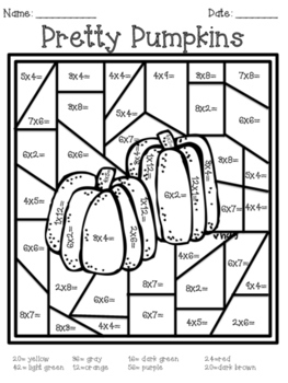 Multiplication Color by Number-Fall Themed | TPT