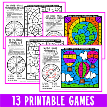 Multiplication Color by Number Games [Bonus Multiplication Coloring Worksheets]