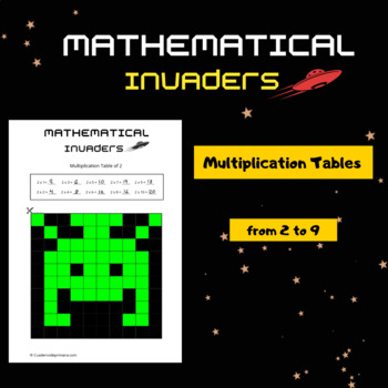 Preview of Multiplication Color by Number - Mathematical Invaders