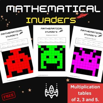 Preview of Multiplication Color by Number - Mathematical Invaders FREE