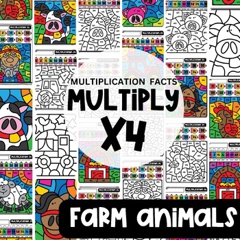 Preview of Multiplication Task Cards + Coloring Activities {Multiply 4’s}