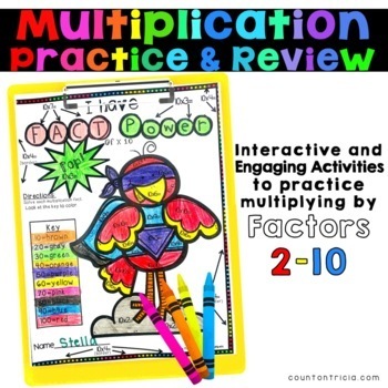 multiplication coloring worksheet by count on tricia tpt