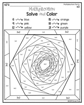 multiplication coloring worksheets designs solve and color