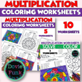 Multiplication Coloring Worksheets Color by Number Bundle 