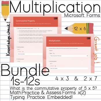 Preview of BUNDLE - Multiplication & Commutative Property Forms  1s-12s (Microsoft)