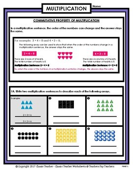 Commutative Property of Multiplication-Using Pictures-Grades 3-4 (3rd