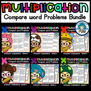 Preview of Multiplication Compare word Problem Bundle Pack Activity Worksheets