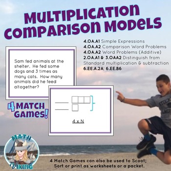 Preview of Multiplication Comparison (Ratio) Model Match Games: Context, Visuals, Fun!