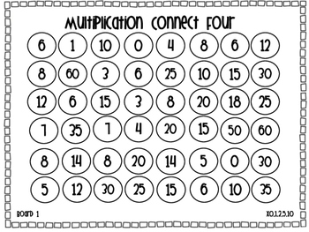 Multiplication Connect Four Freebie By 1st In 5th Tpt