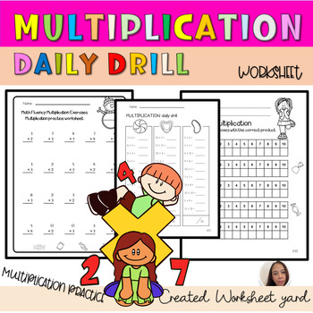 Preview of Multiplication Daily Drill Sheets, Daily Multiplication Practice, Facts Fluency