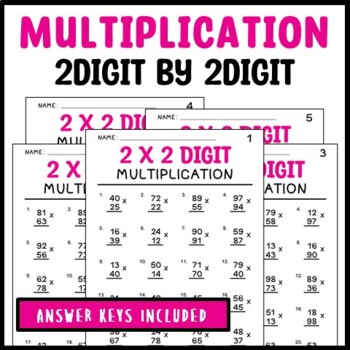 Preview of Multiplication Daily Math 2 Digit by 2 Digit Worksheets Warm-Ups and Digital