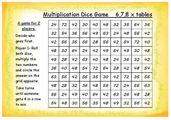 Multiplication Dice Games Multi Pack 4 Games in 1 NEW Dry Wipe Times Tables Fun 