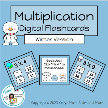 Preview of Multiplication Digital Flashcard Game - Winter-Themed