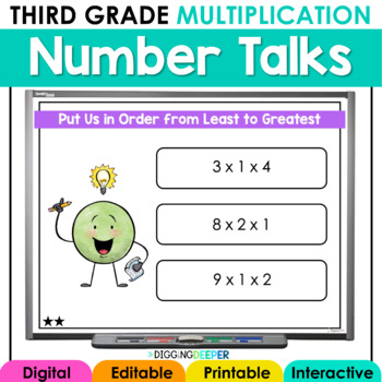 Preview of Multiplication Digital Number Talks - Third Grade Math Warm Ups