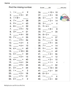 Multiplication-Division(1-12X Table) Worksheets For Spring By Mo Don