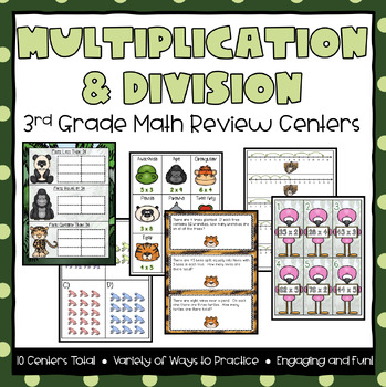 Preview of Multiplication & Division 3rd Grade Math Review Centers