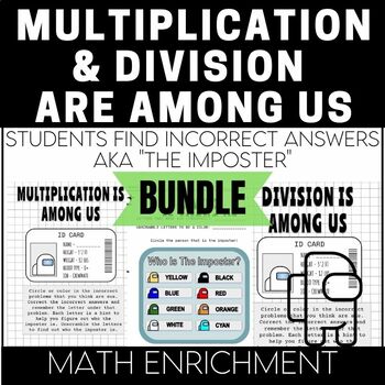 Preview of Multiplication & Division Among Us Bundle - NO PREP