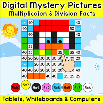 Preview of Multiplication and Division Game: Digital Mystery Pictures Winter Math Activity